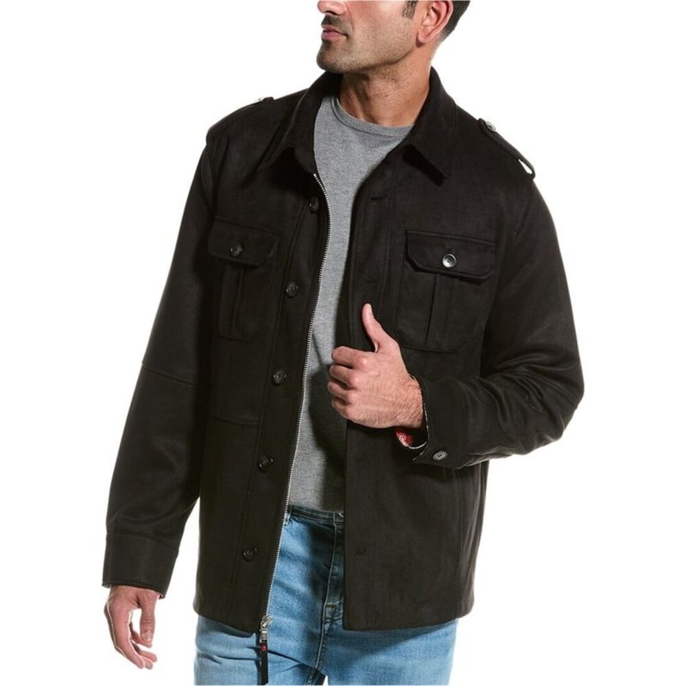 Robert Graham Mens Faux Suede Overshirt Utility Jacket, NWT